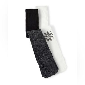 New Gymboree Girls Tights 2-Pack 4T-5T White Black Metallic Snowflake Christmas